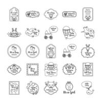 bundle of twenty five baby shower set icons vector