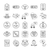 bundle of twenty five baby shower set icons vector