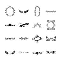 bundle of decorative elements silhouettes vector