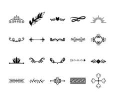 bundle of decorative elements silhouettes vector