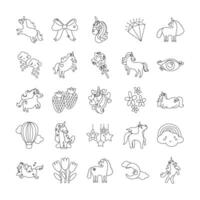 bundle of fairytale unicorn set icons vector