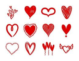 bundle of hearts love set icons vector