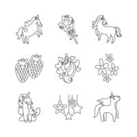 bundle of fairytale unicorn set icons vector