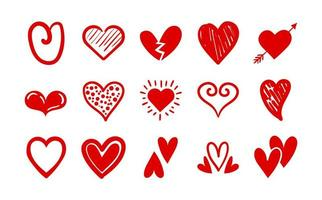 bundle of hearts love set icons vector