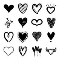 bundle of hearts love set icons vector