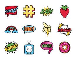bundle of pop art set icons vector