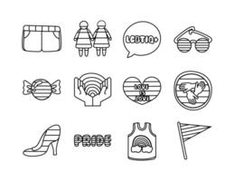 bundle of lgbtq set icons vector