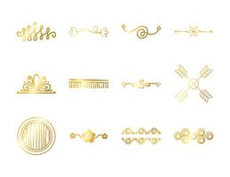 bundle of decorative elements silhouettes vector