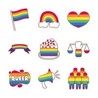 bundle of lgbtq set icons vector