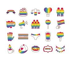 bundle of lgbtq set icons vector