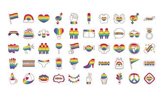 bundle of lgbtq set icons vector