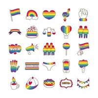 bundle of lgbtq set icons vector