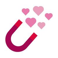 happy valentines day hearts with magnet flat style vector