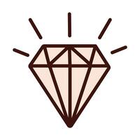 icono de relleno y línea de piedra de diamante vector