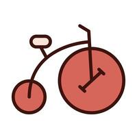 línea de bicicleta retro e icono de relleno vector