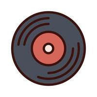 Línea de grabación de disco de vinilo de música e icono de relleno vector