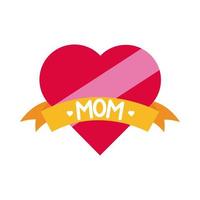 mother day heart and ribbon flat style icon vector