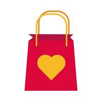 shopping bag paper with heart love flat style vector