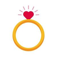 happy valentines day heart in proposal rings flat style vector