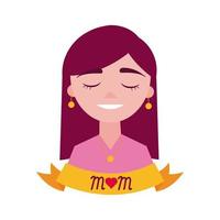 icono de estilo plano de personaje de mamá del día de la madre vector