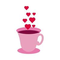 happy valentines day coffee cup with heart line style vector