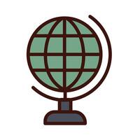world planet line and fill style icon vector