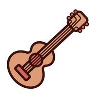 guitar instrument line and fill style icon vector