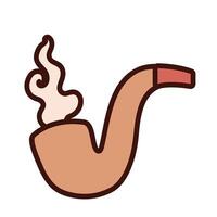 tobaco pipe vintage line and fill icon vector