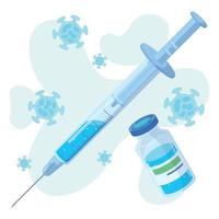 jeringa aislada y un matraz de vacuna vector