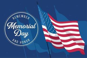 Waving flag of the United States Memorial day vector