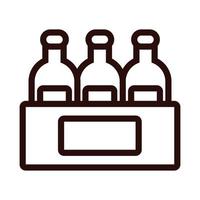 beers bottles in basket line style icon vector