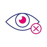 blind eye with denied symbol line and fill style icon vector