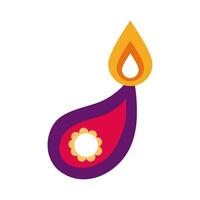 diwali candle with drop mandala flat style icon vector