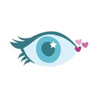 eye human with hearts hand draw style icon vector