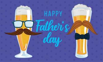 Father's day poster with a pair of drinking glass with foam vector