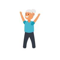 old woman practicing exercise avatar character vector