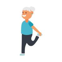 old woman practicing exercise avatar character vector