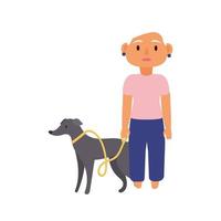 old woman with dog pet avatar character vector