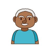 viejo hombre afro persona avatar personaje vector