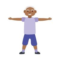 old afro man practicing exercise avatar character vector