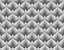 patrón geométrico abstracto con líneas de rayas artístico en forma de abanico floral ornamenal azulejo de fondo textura en blanco y negro vector