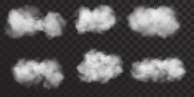 conjunto de nubes cúmulos realistas vectoriales aisladas sobre fondo translúcido nubes diurnas transparentes vector