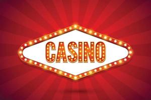 Casino text electric bulbs billboard Retro light frames Vector illustration