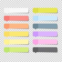 Sticky Office Paper Sheets. Notes Pack Collection Set with Shadow Isolated. vector