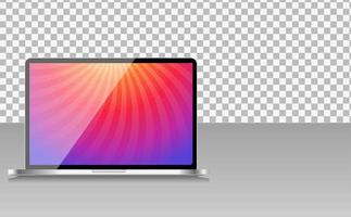 computadora portátil realista con papel tapiz abstracto en la pantalla vector