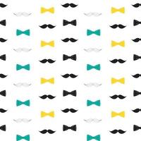 Bow Tie and Mustache Seamless Pattern, Father's Day Background vector