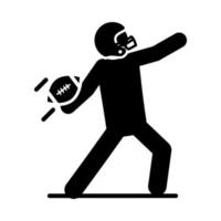 american football player throwing the ball game sport professional and recreational silhouette design icon vector