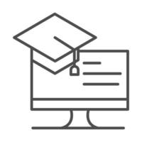 teach school and education online learning graduation computer line style icon vector