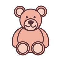 baby teddy bear toy object newborn template line and fill design icon vector