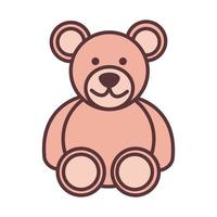 baby teddy bear toy object newborn template line and fill design icon vector